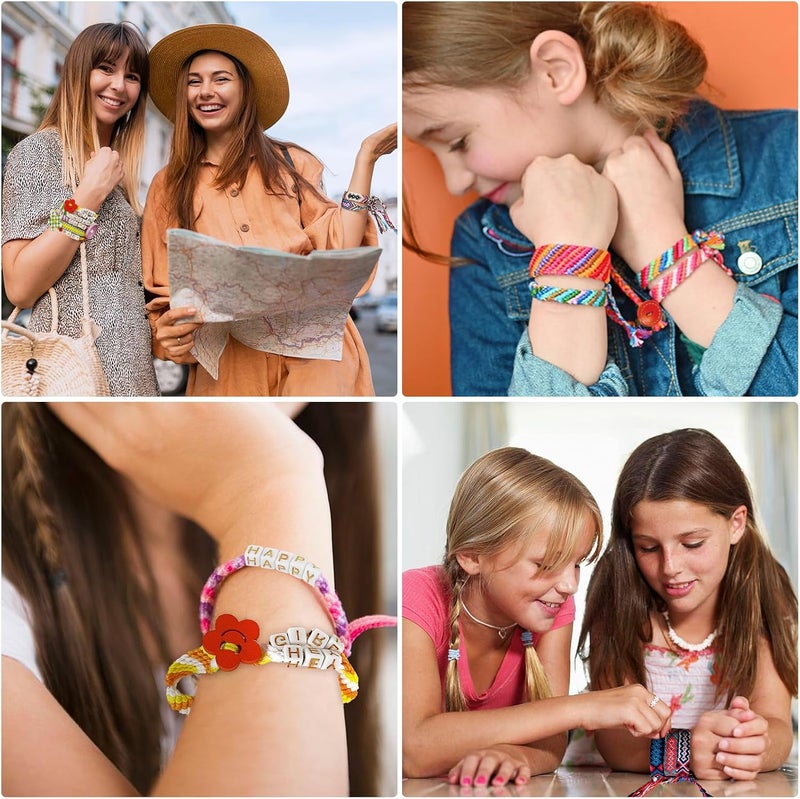Maynacs Arts and Crafts for Kids Ages 8-12,Friendship Bracelet Making Kit for Girl,Kids Jewelry Making Kit with 28 Pre-Cut Threads,Christmas Birthday Gifts for Ages 6 7 8 9 10 11 12 Year Old Pink/Cyan - Image 5